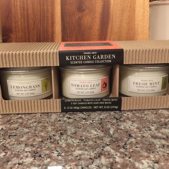 NIB Trader Joe’s 3Pk Kitchen Garden Candle Set - Picture 2 of 8